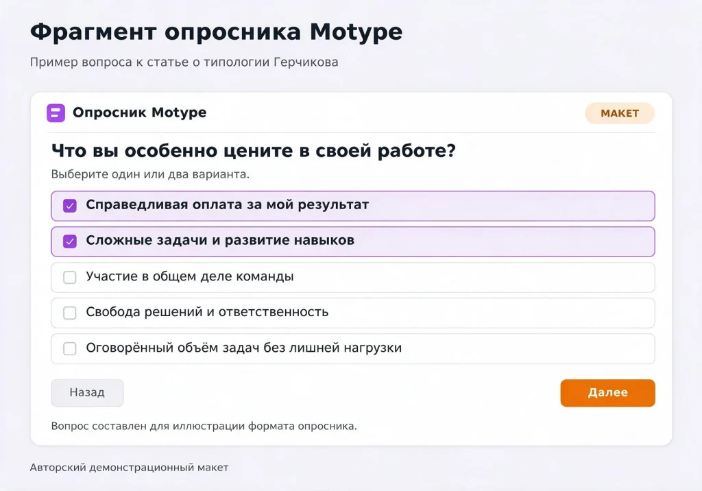 опросник Motype